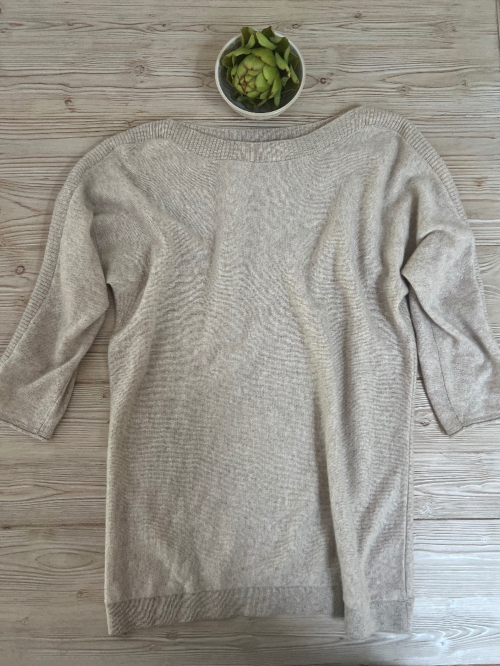 Kinross Cashmere Oatmeal boat Neck Sweater Women’s Large 100% Cashmere